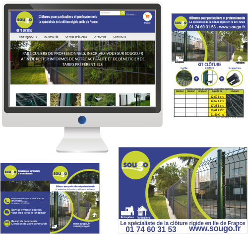 Site Internet et communication imprimée<br>Aménagement de jardins et locaux